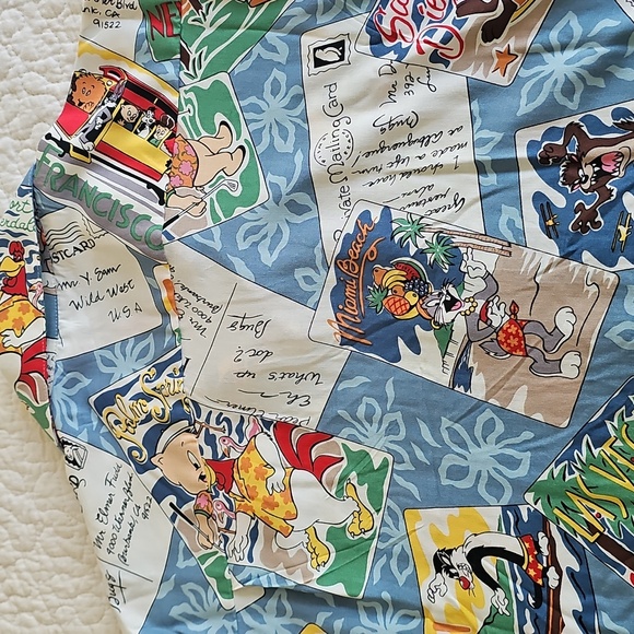 🌈HP🌈Reyn Spooner Hawaian Warner Bros. Vintage Shirt Large - Picture 12 of 16